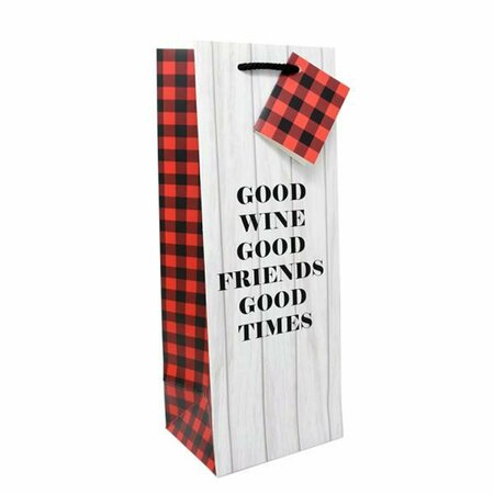 WRAP-ART Good Buffalo Check Wine Bag, Black & White 27030